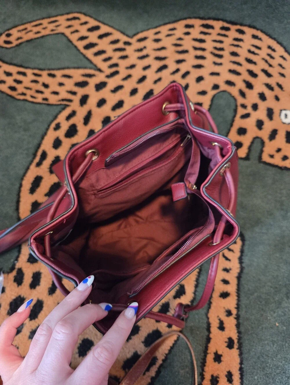 Women's Burgundy Faux Leather Backpack Purse